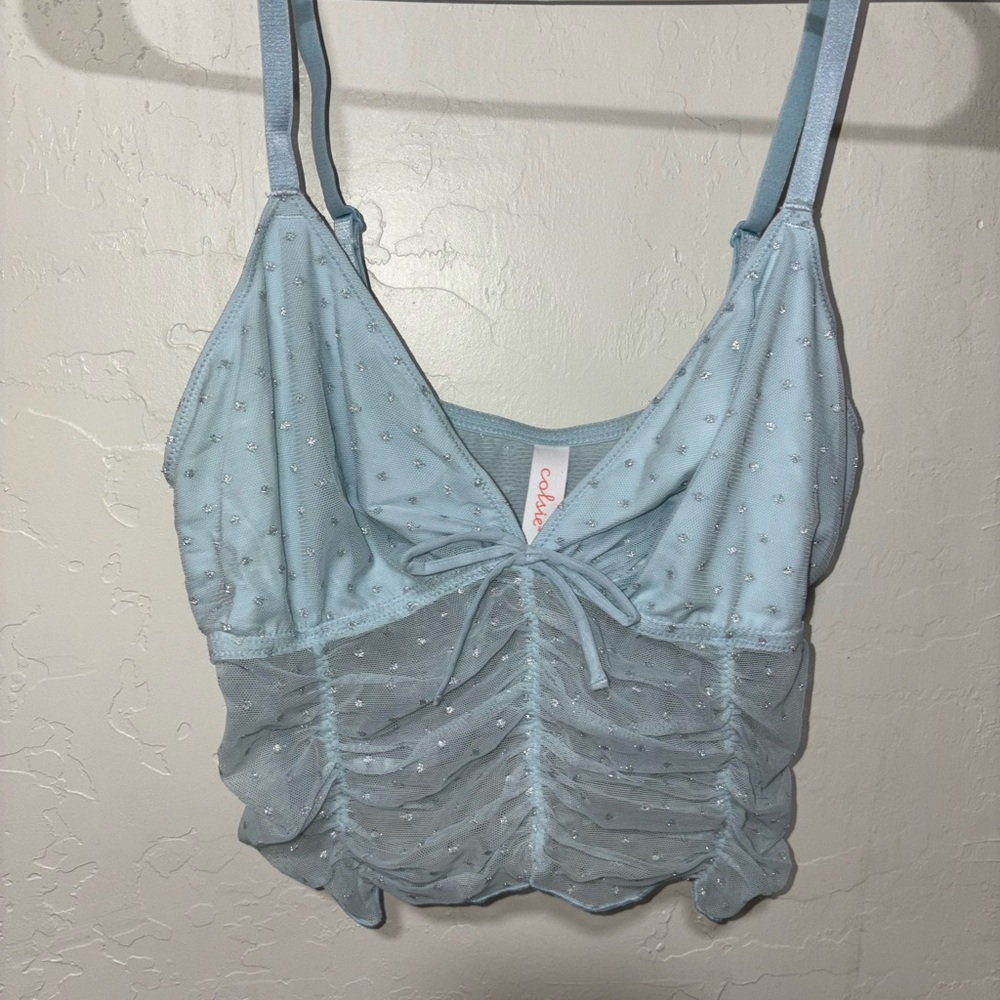 Colsie Light Blue Ruched Crop Top